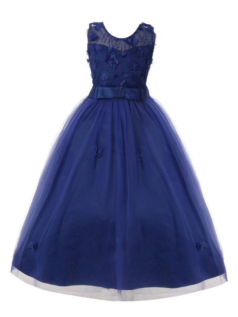 Rain Kids Girls Multi Color 3D Floral Applique Elegant Christmas Dress 4-14 - SophiasStyle.com